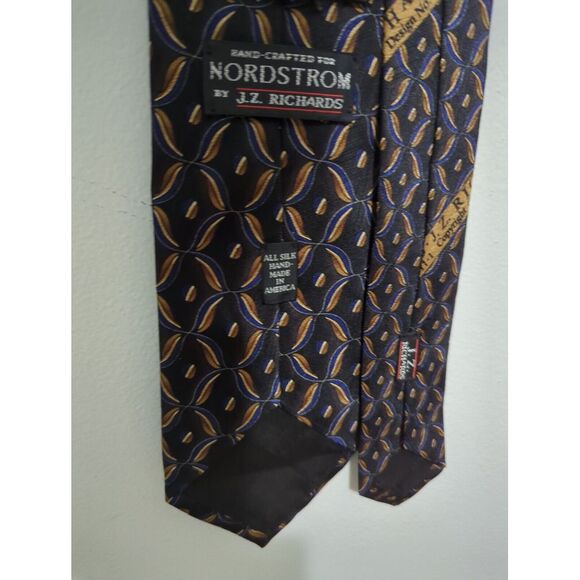 Jz Richards Nordstrom Tie Abstract Multicolor Black Purple Brown 100% Silk - Picture 2 of 7